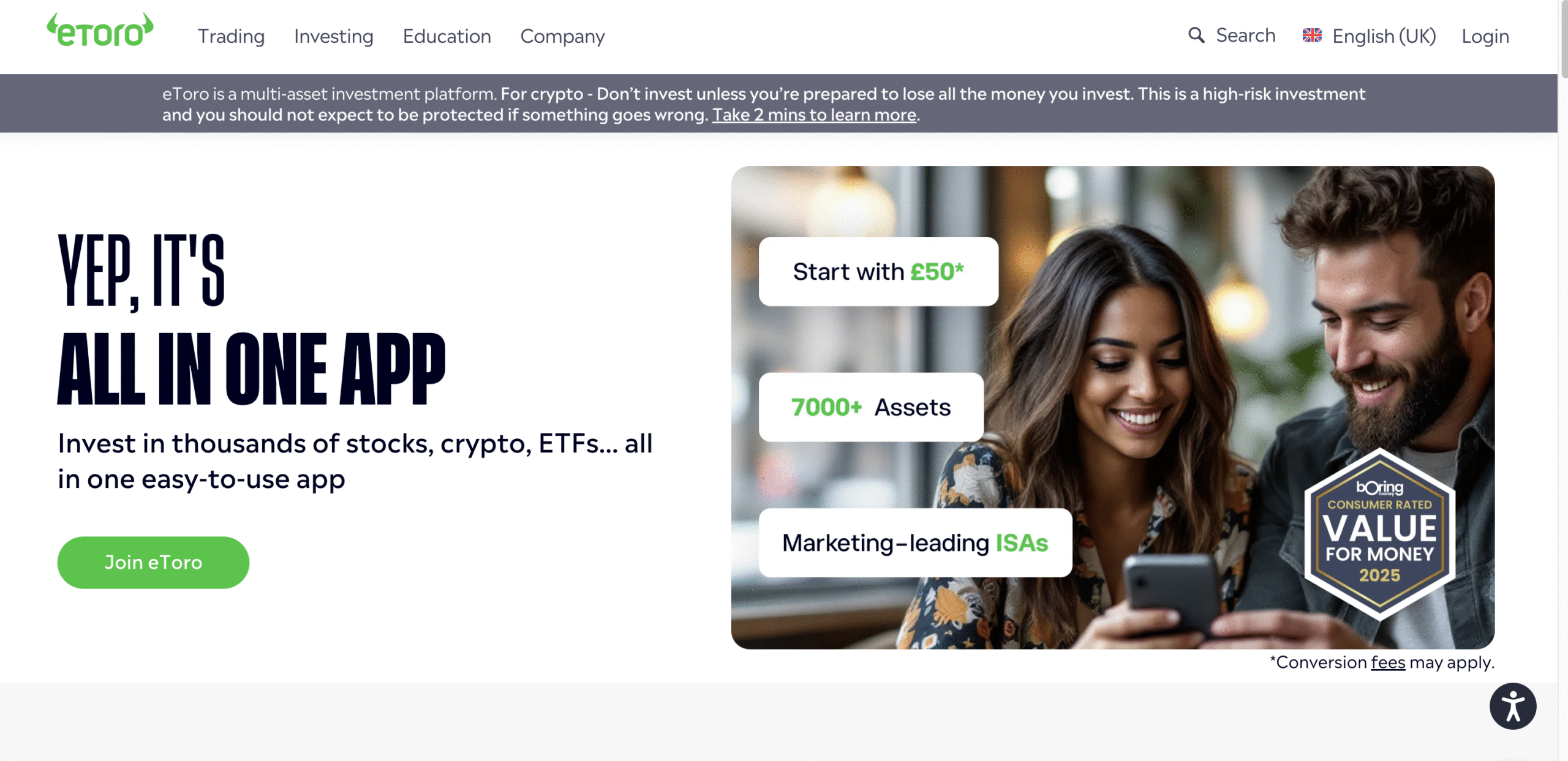 eToro best Coinbase alternative UK.