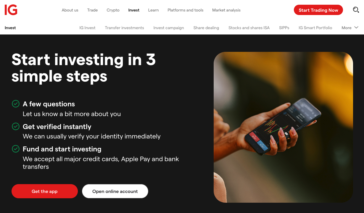 IG open an account page