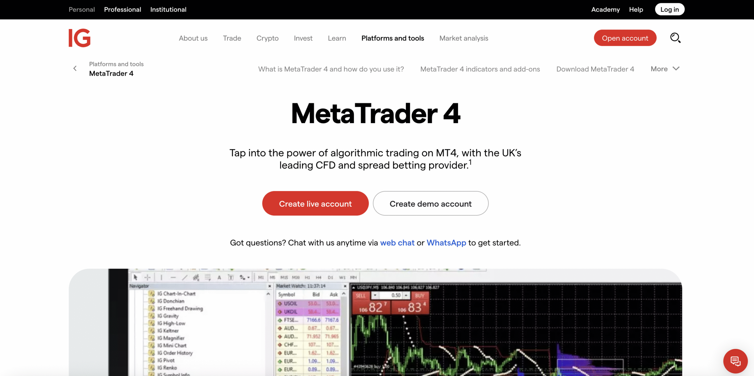 IG MT4 broker UK.