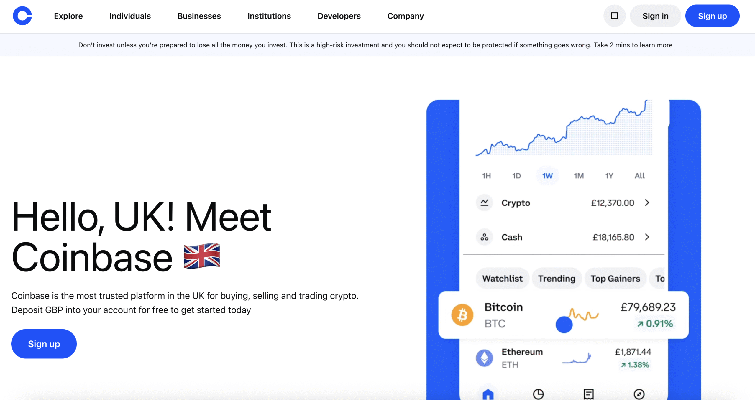 Coinbase UK crypto exchange.