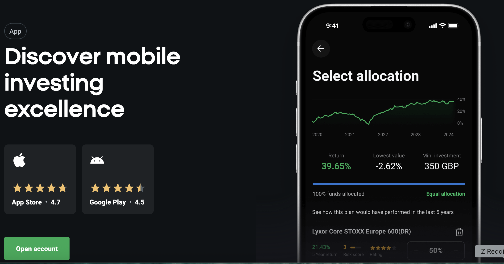 XTB mobile trading app.