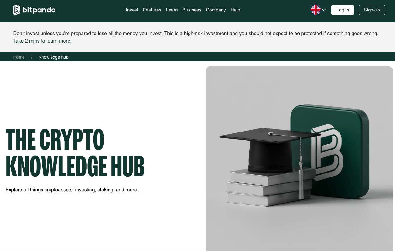 Bitpanda knowledge hub page