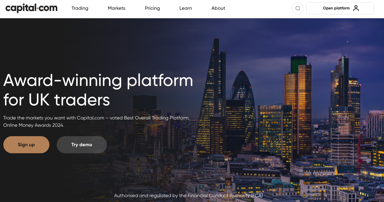 Capital.com UK stock trading platform.