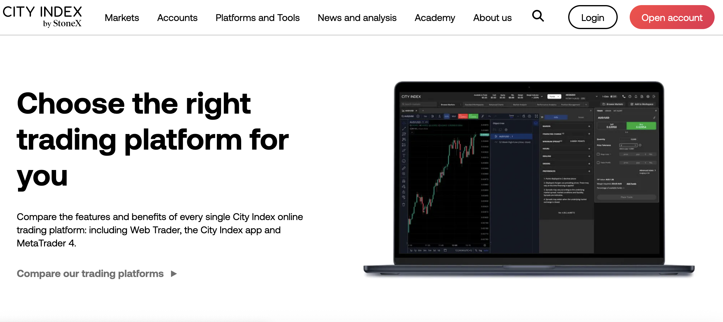 City Index trading platforms page