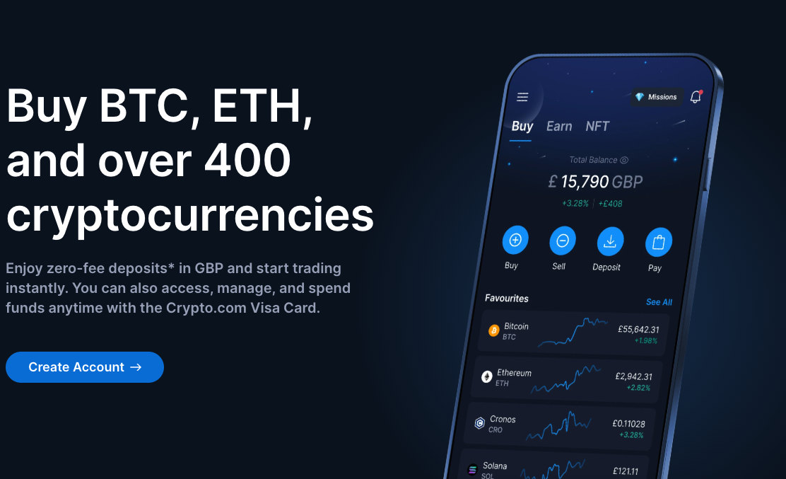 Crypto.com app overview.