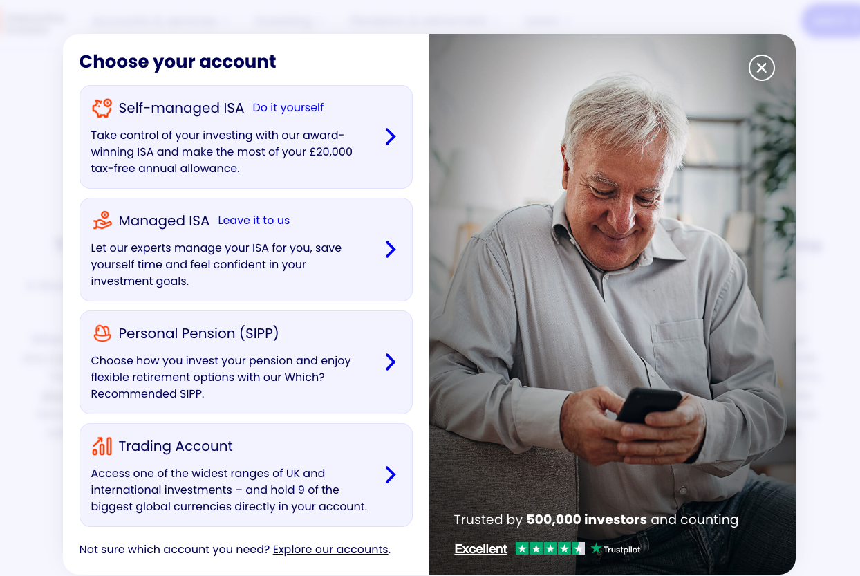 interactive investor sign up page
