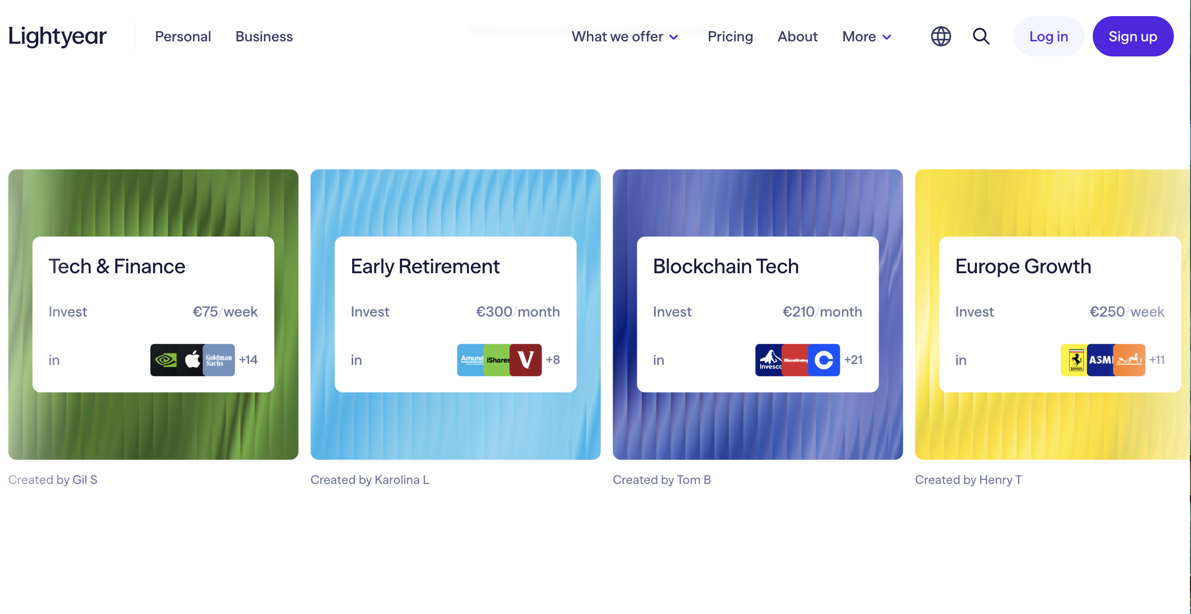 Lightyear investment options example