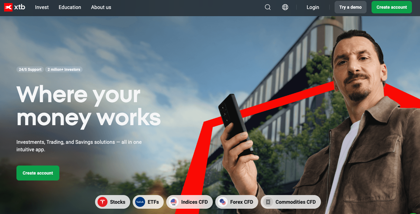 XTB create an account page