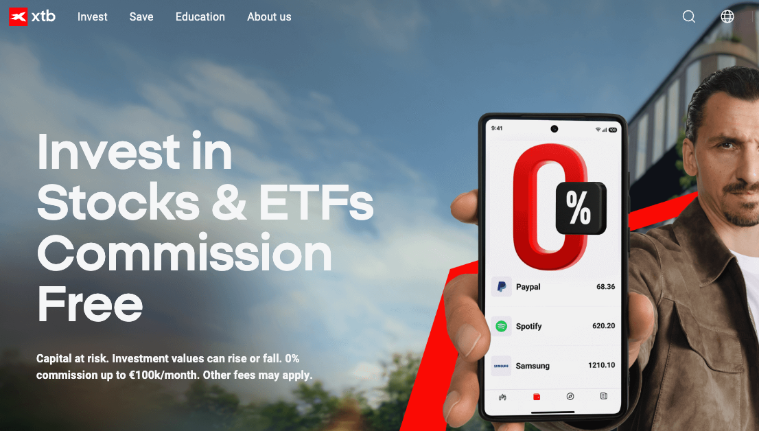 XTB desktop sign up page