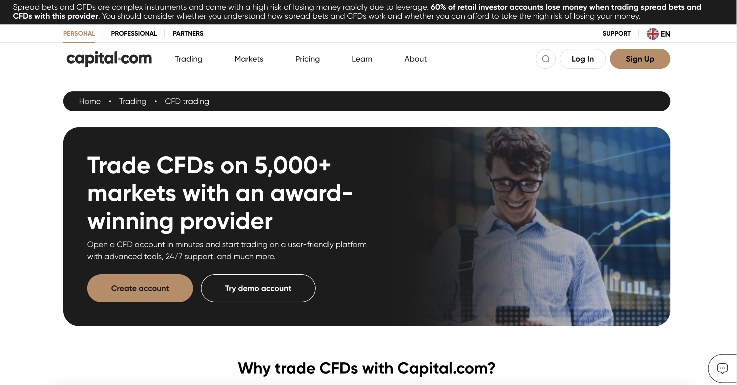 Capital.com UK futures trading platform.